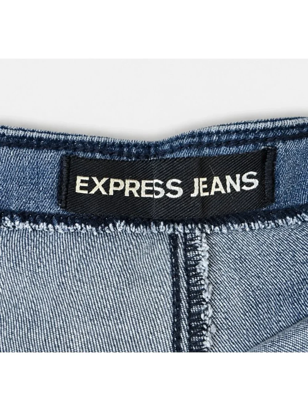 Express Jeans Y2K Blue Coated Denim Side Zip Hot Shorts Size 6 Approx